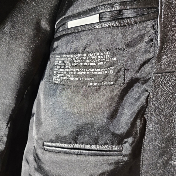 J. FERRAR BLACK LEATHER SUIT BLAZER SINGLE BREAST DESIGNER JACKET MEDIUM - Picture 3 of 7